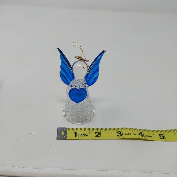 Rocking Horse Collectibles Hand Spun Glass Angel Ornament Blue Gold Christmas - Picture 11 of 12
